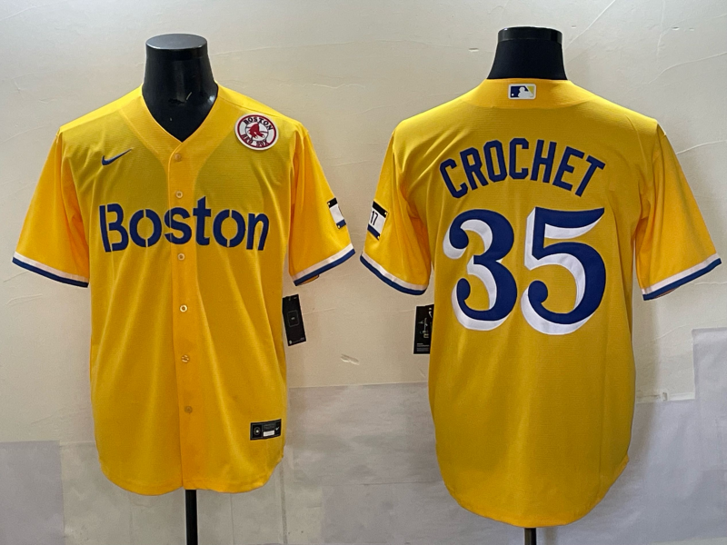 Men 2025 Boston Red Sox #35 Crochet yellow Nike MLB Jersey style 008->boston red sox->MLB Jersey